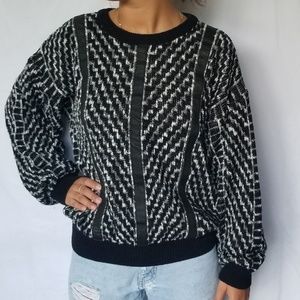 Vintage leather trim sweater